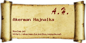 Akerman Hajnalka névjegykártya